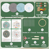 Bofoho 4 Pack Starter Embroidery Kit for Beginners – All-in-One Stitch Practice Kit with Simple Patterns, Learn 34 Embroidery Stitches with Step-by-Step Guide & Video, Craft Gift Adults & Teens