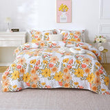 Mooreeke Floral Duvet Cover Twin Size, 2 Piece Pink & Yellow Flower Patterned Duvet Cover Set with Zipper Closure, Soft & Breathable Microfiber Bedding Set with 4 Corner Ties and 1 Pillow Sham Mooreeke