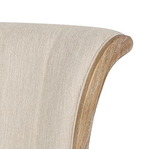 Astrivia Solid Wood Swivel Chair, Fabric Armless Office Chair, American Vintage Vanity Chair Adjustable Home Office Desk Chair for Women Farmhouse Study Studio Bedroom (Beige) Astrivia