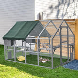 Garvee Large 3-Tier Outdoor Catio, Small Animal Enclosure with 2 Lockable Cat Doors and a Walk in Door, Large Cat House with Half Waterproof Cover, Portable Kitty House with Resting Boxes Garvee