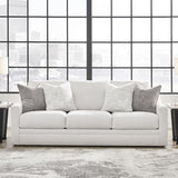Signature Design by Ashley Maitelynn Contemporary Sofa with Accent Pillows, Reversible Cushions and Sloped Arms, Light Gray Signature Design by Ashley