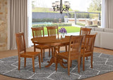 East West Furniture PORT7-SBR-W 7 Piece Dining Room Table Set Consist of an Oval Kitchen Table with Butterfly Leaf and 6 Dining Chairs, 42x60 Inch, Saddle Brown East West Furniture