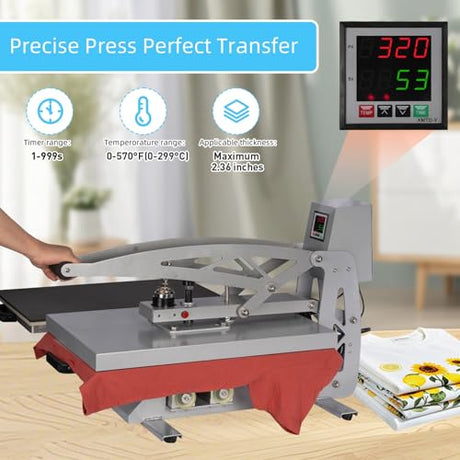 TLSols 24”x16” Commercial Heat Press Machine, Auto Open, for T-Shirts, Garments, Bags, Textile, Curtains, Digital Industrial Sublimation Printer for Sublimation, Vinyl, Heat Transfer Projects TLSols