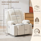 Hicosit Power Pushback Recliner with Cup Holders, Electric Recliner Chair for Adults, Reclining Chair with Side Pocket for Living Room (1, Stripe White)