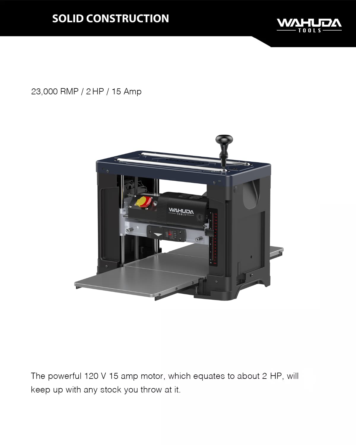Wahuda Tools 13" Spiral Cutterhead Planer with 4-sided carbide Tips (Single Speed - New) WAHUDA TOOLS
