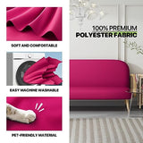 Magshion Futon Cover Slipcover Armless Sofa Cover Furniture Protector Without Armrests Slipcover Soft with Elastic Bottom Queen Size 60"x80"x6" Hot Pink Magshion