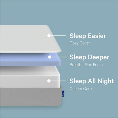 Casper Sleep Element, Medium Firm Mattress, King Size - Memory Foam + Support - 100-Night Trial - CertiPUR-US Mattress, Grey