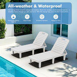 WACASA Outdoor Chaise Lounge Chairs Set of 4, Oversized Resin Lounge Chairs with 5-Level Adjustable Backrest & Cup Holder, Waterproof Pool Lounge Chair for Poolside, Patio, Beach, Yard, White