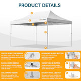 Hoteel 10x15 Pop Up Canopy Tent Heavy Duty with 4 Sidewalls, Waterproof Party Tent, Easy Set-up Commercial Instant Tents with Roller Bag & Sandbags, Hexagonal Leg (1-Year Warranty) Hoteel