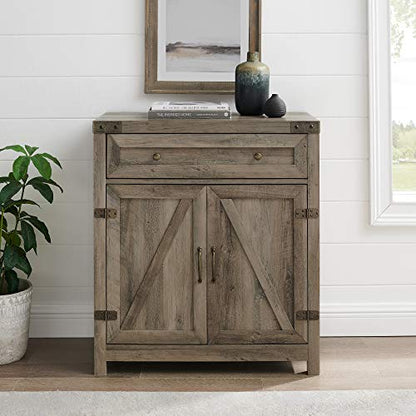 Walker Edison Cass Modern Farmhouse Double Barn Door Accent Cabinet, 30 Inch, Grey Wash - WoodArtSupply