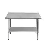 ROCKPOINT Stainless Steel Table for Prep & Work with Backsplash 48x24 Inches, NSF Metal Commercial Kitchen Table with Adjustable Under Shelf and Foot for Restaurant, Home and Hotel ROCKPOINT