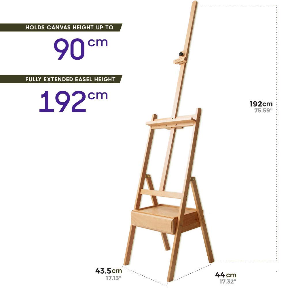 Mont Marte Signature Box Floor Easel, Beech Wood 43.5 x 44 x 150 cm (LxWxH), 17.13 x 17.32 x 59.1" Mont Marte