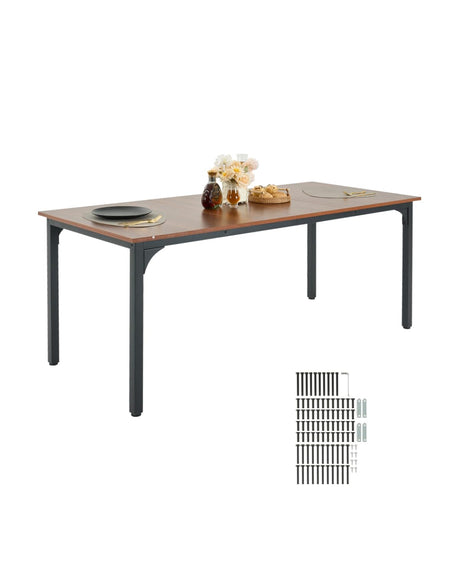 VEVOR Rectangle Dining Table, 71 inch Length Large Wood Tables for 6-8 Person, Farmhouse Dinner Furniture, Rustic Conference Desk with Iron Legs, for Home Kitchen Living Room, Brown(Only Table) VEVOR