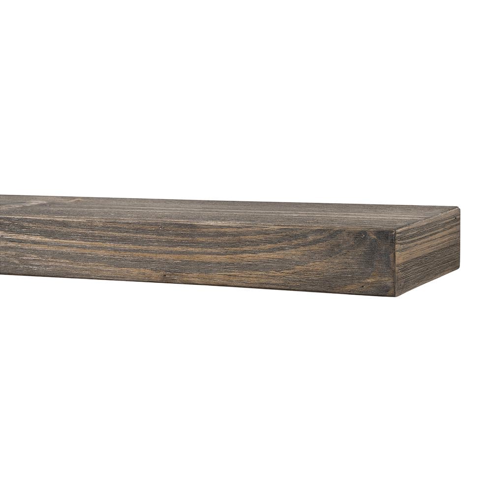 Modern Ember Vara Wood Mantel Shelf - 54 Inch Floating Provincial | 3 Inch Height - Variations in Grain and Natural Distresssing | Wooden Floating Wall Mounted Shelf - for Fireplaces & Décor Modern Ember