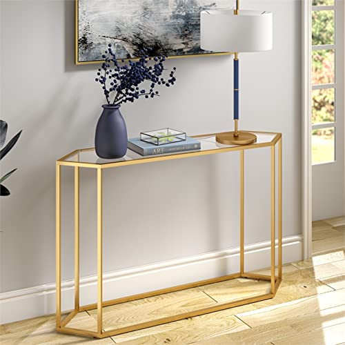 Beck 48'' Wide Hexagonal Console Table in Brass Henn&Hart