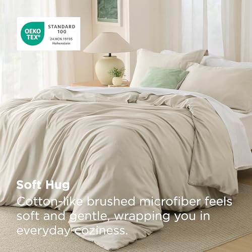 Bedsure Duvet Cover King Size - Soft Double Brushed Bedding Set for Kids & Adults, Zipper Closure, 3 Pieces, Includes 1 Duvet Cover (104"x90") & 2 Pillow Shams, NO Comforter, Linen Bedsure