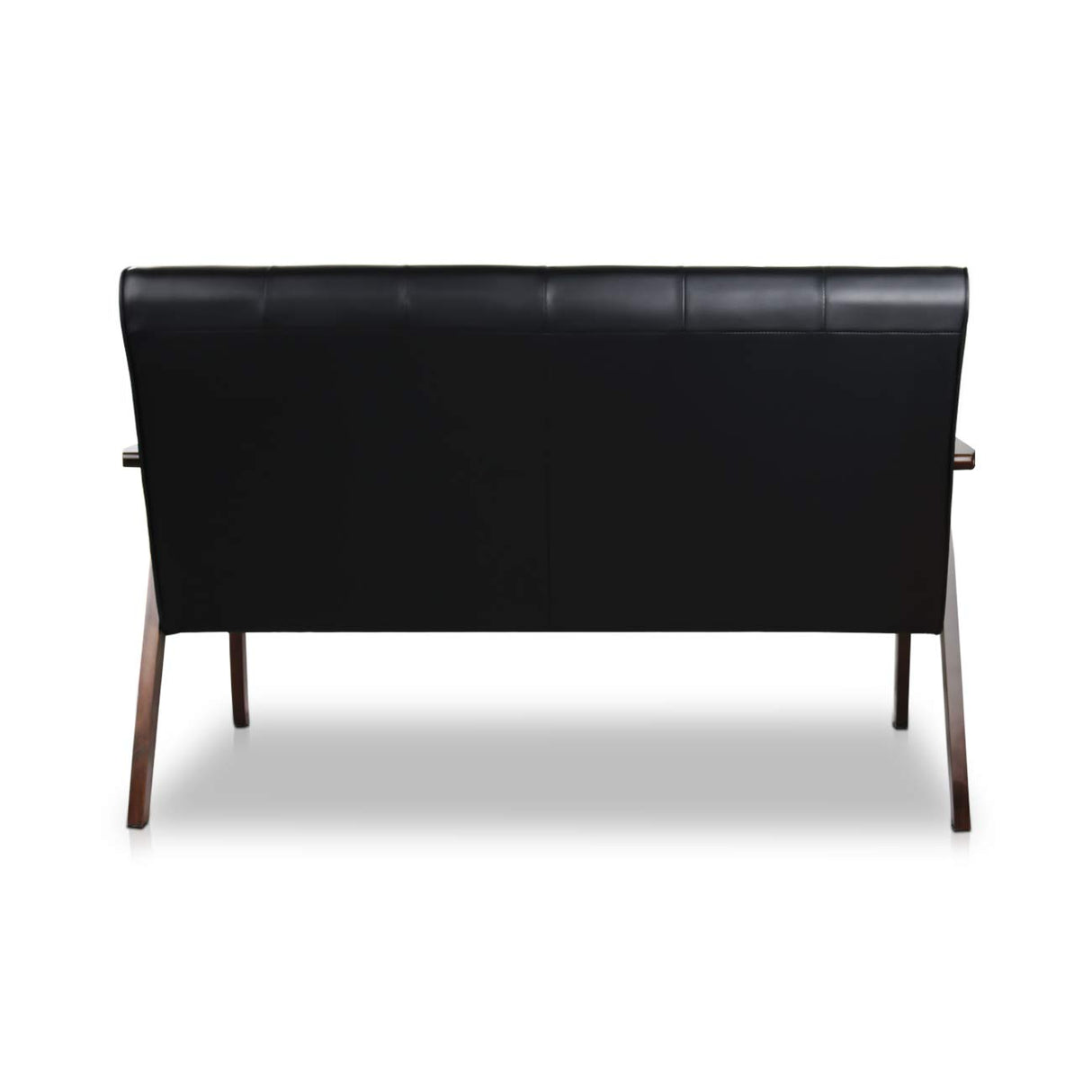 JIASTING Mid-Century Modern Solid Loveseat Sofa Upholstered Faux Leather Couch 2-Seat Wood Armchair Living Room/Outdoor Lounge Chair, Waiting Room Sofa, 50”W JIASTING