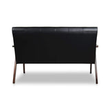JIASTING Mid-Century Modern Solid Loveseat Sofa Upholstered Faux Leather Couch 2-Seat Wood Armchair Living Room/Outdoor Lounge Chair, Waiting Room Sofa, 50”W JIASTING