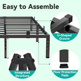 Nelaukoko Queen Bed Frame, 14 Inch Metal Platform Bed Frame Queen Size with Under Storage Space, Mattress Anti-Slip Design, Heavy Duty Sturdy Foundation, No Box Spring Needed, Easy Assembly, Black Nelaukoko