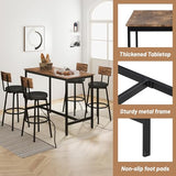 Zevemomo Dining Table Set for 4, 5-Piece Bar Table Set, Kitchen Table and Chairs, Counter Height High Top Table with 4 PU Upholstered Stools, Space-Saving Pub Table Sets for Small Space, Brown Zevemomo