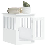 vidaXL Dog Crate Furniture-Indoor Puppy Kennel/End Table, White, Engineered Wood & Steel, 17.7"x24.4"x23.2" vidaXL