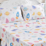 Ocharo Kids Boys Full Bed Sheets Space - Ultra-Soft Universe Sheet Set 4 Pieces - Cozy Breathable & Machine Washable - Rocket Spaceship Bedding Set for Boys Girls Teens & Toddlers Ocharo
