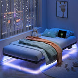 HAVONIZD Floating Bed Frame Twin with LED Lights and Charging Station - 10 inch Platform Bed Frame No Box Spring Needed, Easy Assembly HAVONIZD