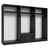 Madesa 6 Doors 2 Drawers Wardrobe Set Armoire Closet Bedroom Storage Cabinet with Shelves and Hanging Space 94" L Wooden Clothing Organizer Unit (Black) Madesa