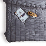 SLEEP ZONE Luxury Seersucker Queen Comforter Set 3-Piece, Soft & Lightweight Down Alternative Duvet Insert with Pillow Sham Cooling for Summer, Gray SLEEP ZONE