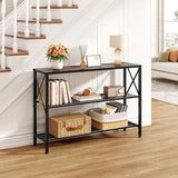 Hoctieon Industrial Console Table, 3 Tier Entryway Table, Hallway Table, Narrow Sofa Table with Shelves, Entrance Table for Entryway, Living Room, Foyer, Hallway, Office, Grey Hoctieon