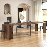 Varelynn Extendable Dining Table with Built-in Power Outlet, 118” Expandable Dining Table for 11, Expandable Console Table with Storage Cabinet, Modern Transformer Table Walnut Varelynn