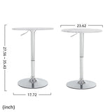Rongbuk 23.6" Round Bar Table, Adjustable Height Bar Table, Modern Cocktail Bar Table with MDF Top and Metal Base, Bistro Pub Table Suitable for Café, Kitchen Island, Bar Counter, White Rongbuk