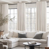 Jowels Cream Linen Blackout Curtains 108 Length 2 Panels Set for Living Room Bedroom, 100% Black Out Thermal Insulated Linen Drapes, Room Darkening Grommet Curtains 108 Inches Long Natural Beige Jowels