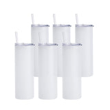 PYD Life Sublimation Glass Blanks Skinny Tumbler Frosted 25 OZ Straight Tumbler Coffee Juice Cups with Lid and Glass Straw for Tumbler Press Sublimation Print 6 Pack PYD Life
