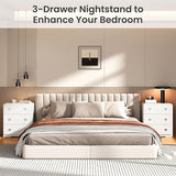 RoyalCraft White 3 Drawer Nightstand, Modern Painted Bedside Table with U-Shaped Handles, Wood Tall End Table for Bedroom, Entryway RoyalCraft