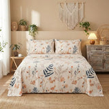 JSD Boho Floral Printed Sheet Set Twin Size 3 Piece, Soft Botanical Pattern Microfiber Sheets Extra Deep Pocket JSD