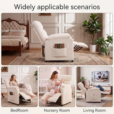 Veemuaro Power Recliner Chair, Electric Reclining Armchair with Remote and Memory Function for Small Space, Soft Chenille Fabric 7-Zone Support, Heavy Duty Steel Frame Veemuaro