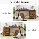 Tribesigns Computer Desk with 3 Drawers, 59-Inch PC Desk with Reversible Drawers, Industrial Study Writing Table Workstation with File Storage for Home Office,Rustic Brown Tribesigns