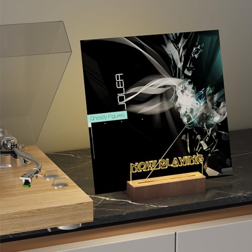 hopeme Light Up Now Playing Vinyl Stand, RGB LED Record Display Holder, Solid Wood Base with Customizable Lighting, Now Playing Vinyl Album Storage for Music Lovers hopeme