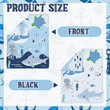 Rtteri 4 Pieces Baby Crib Bedding Set, Nursery Bedding Standard Size Soft Baby Bedding Set Including Crib Skirt, Blanket, Sheet and Diaper Stacker for Girls and Boys(Whale) Rtteri