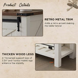 OKD Entryway Table with Sliding Barn Doors, 46" Farmhouse Console Table with Storage Shelf, Rustic Sofa Table Behind Couch for Hallway, Entry Way, Living Room, Foyer, Antique White OKD