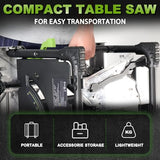 SIROCCO Dustless Table Saws for Jobesites, 10" Cutting Blade 98.5% Dust Collection Rate Cutting Speed Up to 4500RPM, 60T Blades SIROCCO