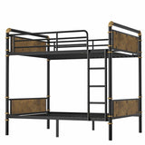 NeoTechEra Twin XL Over Twin XL Metal Bunk Bed, Convertible Bunk Bed with Ladder & Guardrails, Heavy Duty Detachable Bunk Beds for Teens, Adults, Dorm, Guest Room,Black NeoTechEra