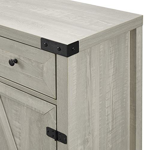 Walker Edison Cass Modern Farmhouse Double Barn Door Accent Cabinet, 30 Inch, Stone Grey, Without Fireplace - WoodArtSupply