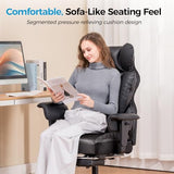 COMHOMA Big and Tall Office Chair 400LBS Wide Ergonomic Gaming Chair with Deluxe Embossing Designed Leather with Foot Rest,150°Reclining Adjustable Armrests Pocket Spring Back Support and Pillow COMHOMA