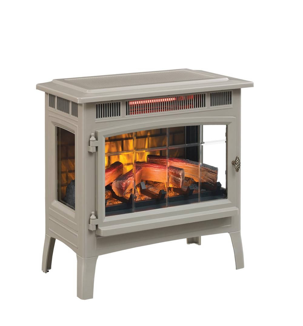 duraflame Freestanding Electric Fireplace Stove Heater with 3D Flame Effect for 1,000 Sq. Ft. Room, French Gray Duraflame