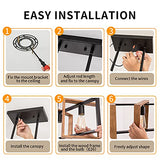 Dining Room Light Fixture Farmhouse Pendant Lights Kitchen Island Rustic Kitchen Light Fixtures 4 Lights Wood and Black Metal Rectangular Chandelier Ceiling Hanging Lighting 35.4" Poroulux