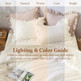 JOLLYVOGUE Ivory Twin Size Comforter Set, 2 Pieces Seersucker Lightweight Fluffy Bedding Set, Twin Ruffle Comforter, All Season Soft Microfiber Shabby Chic Bed Set JOLLYVOGUE