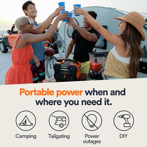 Generac 8025 GB1000 1086Wh Portable Power Station with Lithium-Ion Battery - Clean, Emission-Free Power - Wirless Charging Pad and Compact Design - Camping, RV, Indoor/Outdoor Use - Orange/Bl - WoodArtSupply