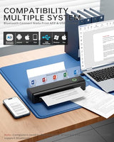 NDYIN Portable Printers Wireless for Travel, N80 Wireless Thermal Printer Bluetooth Inkless Printer Support 8.5" X 11" US Letter & A4, Compatible with iOS, Android, Laptop